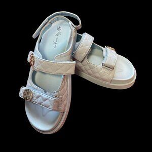 Light Blue Quilted Chunky Sandals w/ Velcro Closures